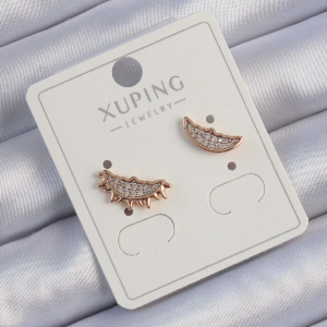 Xuping Rose Renk Zirkon Taşlı Ay ve Güneş Tasarımlı Küpe 5886