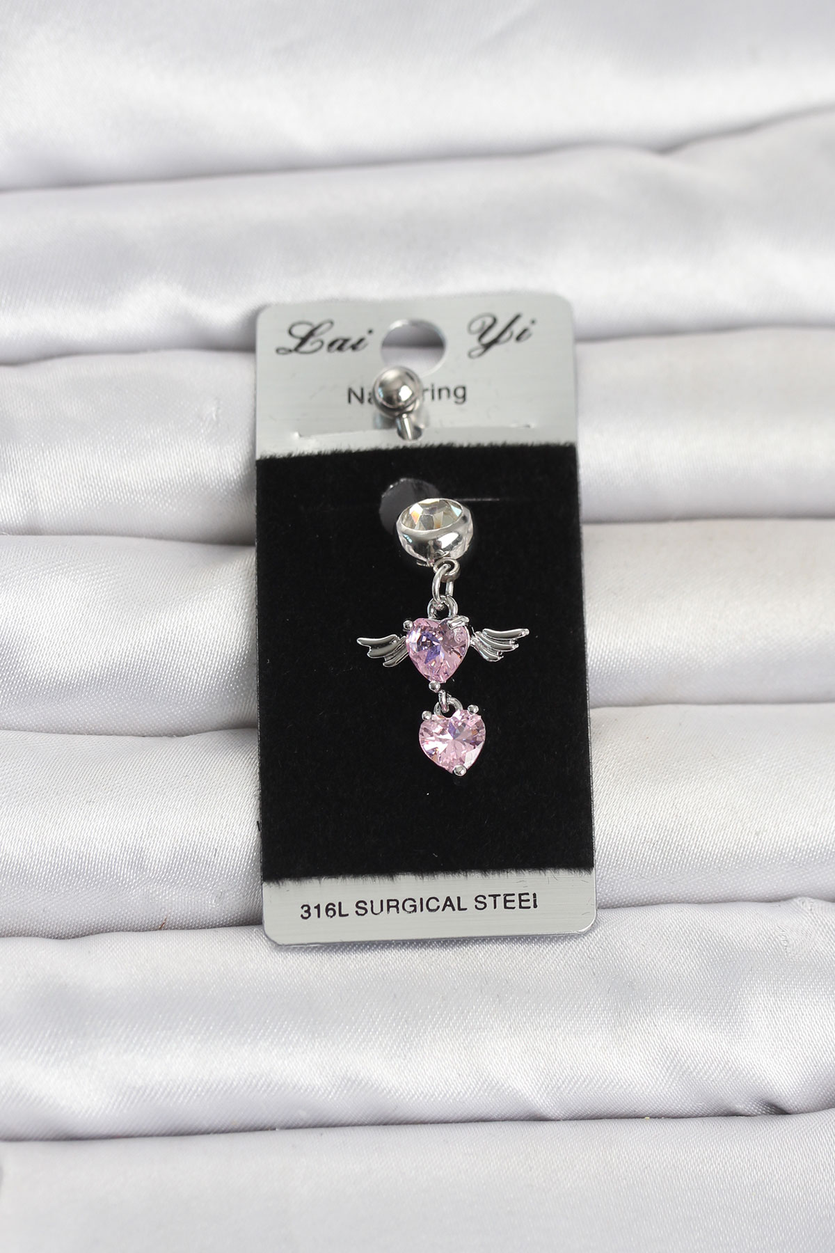 316L Cerrahi Çelik Pembe Zirkon Taşlı Kanat Model Göbek Piercing 5886 1 316L Cerrahi Çelik Pembe Zirkon Taşlı Kanat Model Göbek Piercing 5886