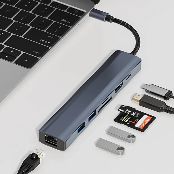 ALLY BYL-2303 7 IN 1 Type-c To USB + Type-c + Ethernet + Kart Okuyucu + HDMI Dönüştürücü Çoğaltıcı H-(5775) 4 ALLY BYL-2303 7 IN 1 Type-c To USB + Type-c + Ethernet + Kart Okuyucu + HDMI Dönüştürücü Çoğaltıcı H-(5775) - Görsel 4