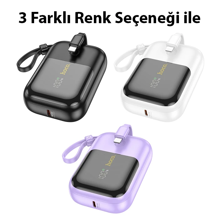 HOCO Q20 Fountain 10000mAh 22.5W+PD20W Dijital Göstergeli Kablolu Powerbank-(5775) 3 HOCO Q20 Fountain 10000mAh 22.5W+PD20W Dijital Göstergeli Kablolu Powerbank-(5775) - Görsel 3