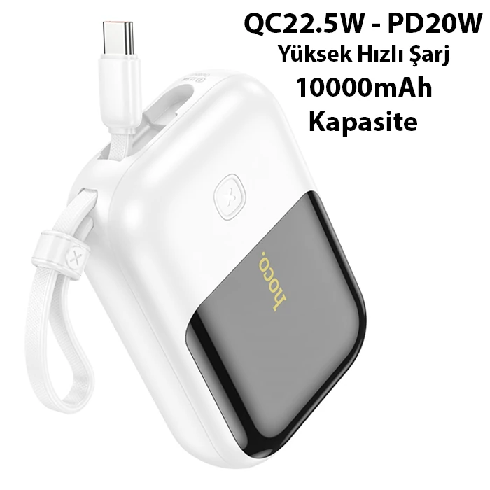 HOCO Q20 Fountain 10000mAh 22.5W+PD20W Dijital Göstergeli Kablolu Powerbank-(5775) 4 HOCO Q20 Fountain 10000mAh 22.5W+PD20W Dijital Göstergeli Kablolu Powerbank-(5775) - Görsel 4