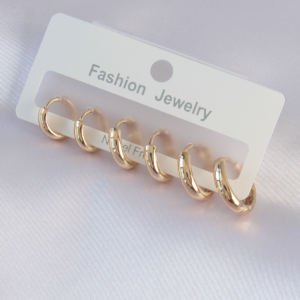 Pirinç Gold Renk Oval Küpe Seti 5886