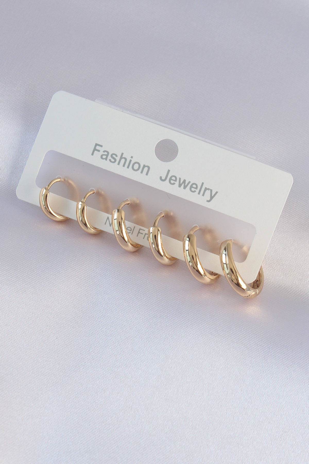Pirinç Gold Renk Oval Küpe Seti 5886 1 Pirinç Gold Renk Oval Küpe Seti 5886