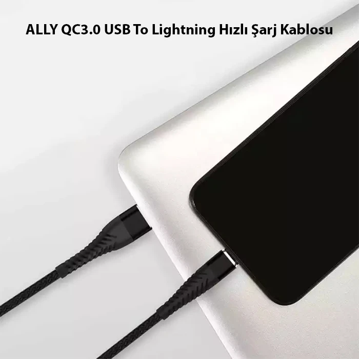 ALLY QC3.0 USB To İPhone Lightning Hızlı Şarj Kablosu 4 ALLY QC3.0 USB To İPhone Lightning Hızlı Şarj Kablosu - Görsel 4