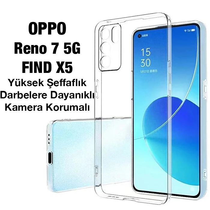 OPPO Reno 7 5G FIND X5 Kılıf Kamera Korumalı Ultra İnce Şeffaf Silikon Kılıf 2 OPPO Reno 7 5G FIND X5 Kılıf Kamera Korumalı Ultra İnce Şeffaf Silikon Kılıf - Görsel 2