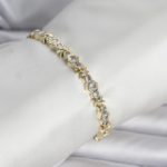 Pirinç Gold Renk Petek Model Zirkon Taşlı Kadın Bileklik 5886