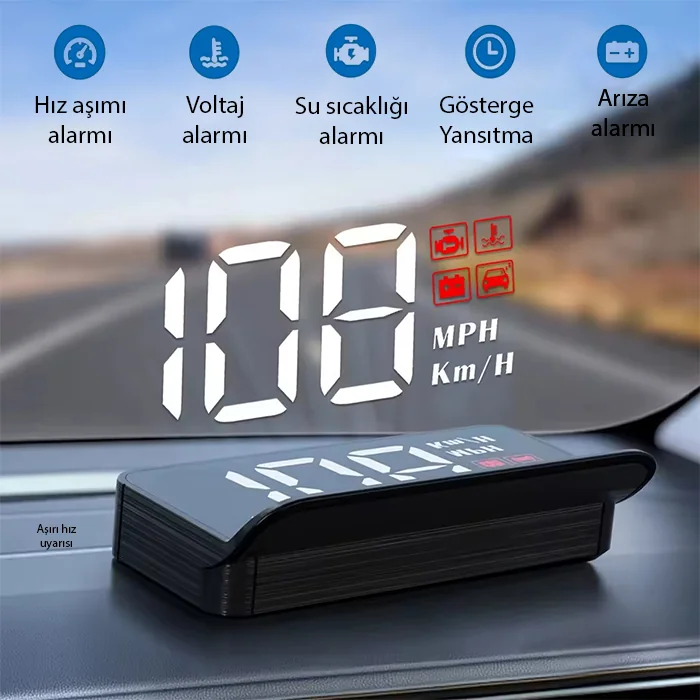 ALLY M3 HUD OBD2 Head-Up Display Dijital Hız Göstergesi E-OBD ve GPS Destekli OBD Arayüzlü - Alarmlı Ön Cam Ekran Projektör-(5775) 1 ALLY M3 HUD OBD2 Head-Up Display Dijital Hız Göstergesi E-OBD ve GPS Destekli OBD Arayüzlü - Alarmlı Ön Cam Ekran Projektör-(5775)