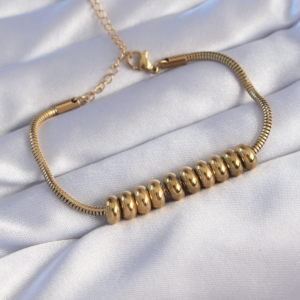 316L Çelik Gold Renk Oval Figürlü Bileklik 5886