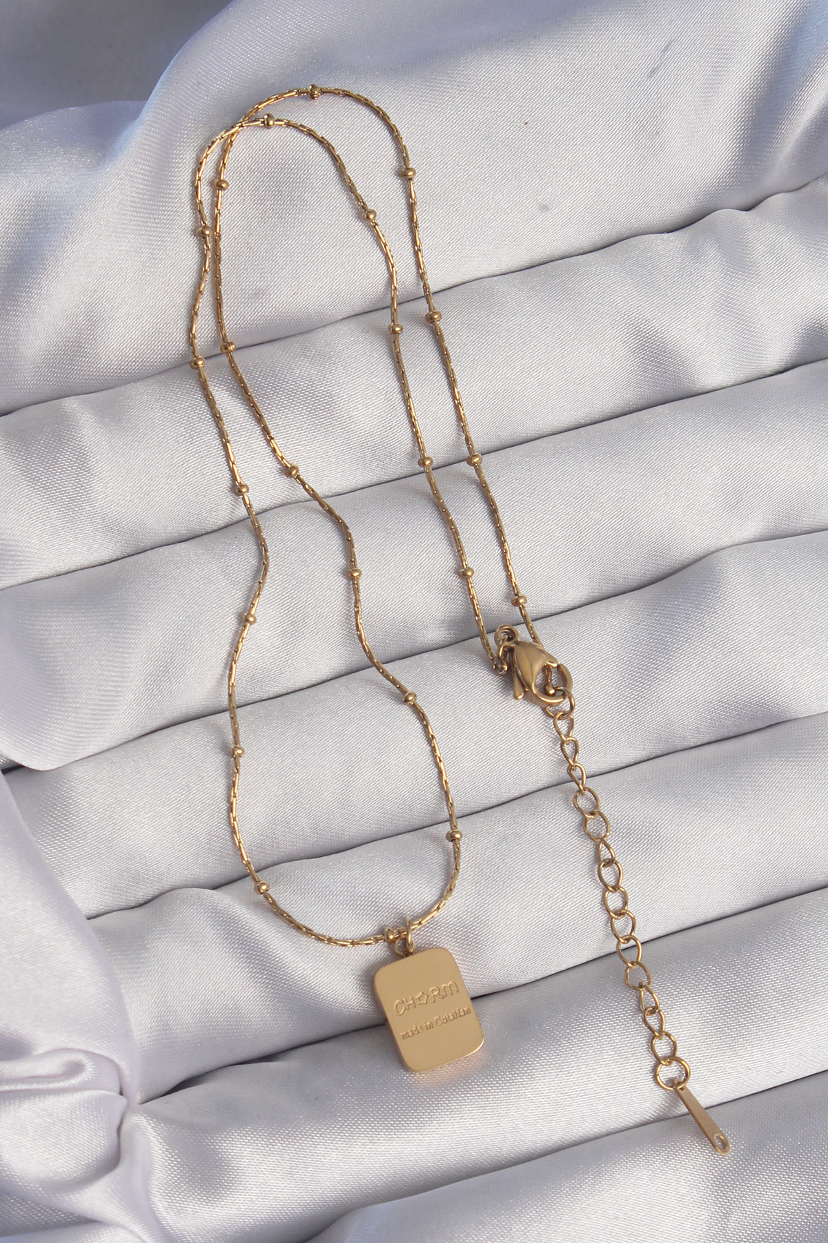 316L Çelik Gold Renk Kare Charm Model Kolye 5886 2 316L Çelik Gold Renk Kare Charm Model Kolye 5886 - Görsel 2