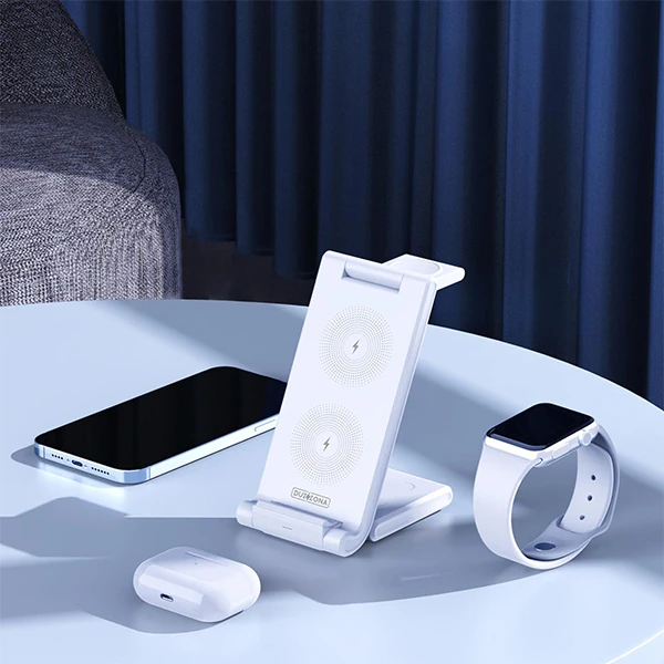 Duzzona 15W Katlanır 3 in 1 Telefon Kulaklık Saat Kablosuz Şarj Standı 2 Duzzona 15W Katlanır 3 in 1 Telefon Kulaklık Saat Kablosuz Şarj Standı - Görsel 2