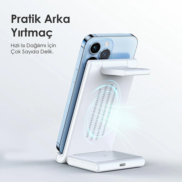 Duzzona 15W Katlanır 3 in 1 Telefon Kulaklık Saat Kablosuz Şarj Standı 3 Duzzona 15W Katlanır 3 in 1 Telefon Kulaklık Saat Kablosuz Şarj Standı - Görsel 3