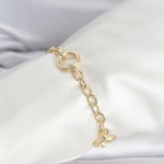 CM 14K Gold Renk Lazerli Halka Model Kadın Bileklik 5886