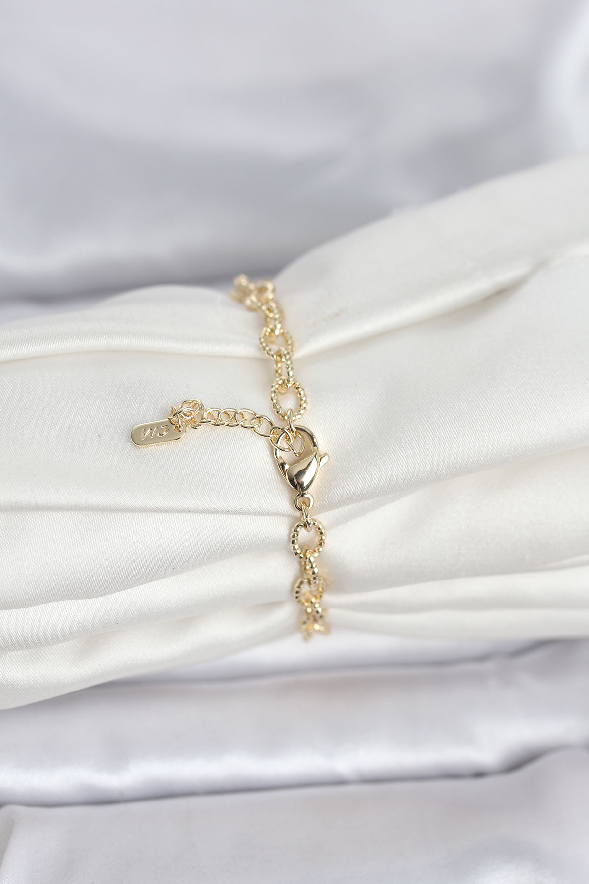 CM 14K Gold Renk Lazerli Halka Model Kadın Bileklik 5886 2 CM 14K Gold Renk Lazerli Halka Model Kadın Bileklik 5886 - Görsel 2