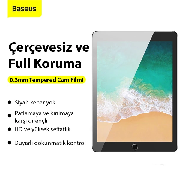 Baseus iPad 9.7 2018 / 2017 / Pro 9.7 / Air 2 / Air Tempered Cam Ekran Koruyucu 2 Baseus iPad 9.7 2018 / 2017 / Pro 9.7 / Air 2 / Air Tempered Cam Ekran Koruyucu - Görsel 2