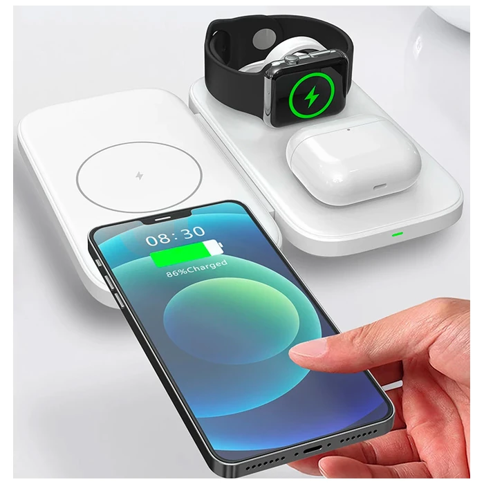 ALLY W66 15W 3 in1 Android + iPhone Taşınabilir Mini Kablosuz Hızlı Şarj Standı-(5775) 2 ALLY W66 15W 3 in1 Android + iPhone Taşınabilir Mini Kablosuz Hızlı Şarj Standı-(5775) - Görsel 2