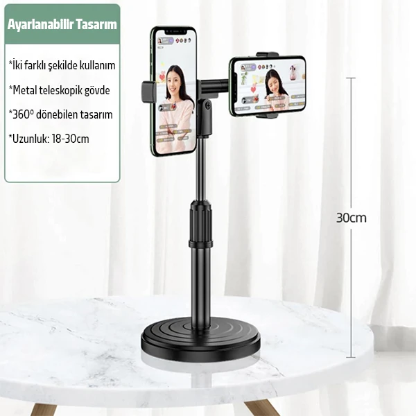 ALLY Masaüstü Youtube Tiktok Canlı Yayın Çift Telefon Tutucu Stand-(5775) 2 ALLY Masaüstü Youtube Tiktok Canlı Yayın Çift Telefon Tutucu Stand-(5775) - Görsel 2