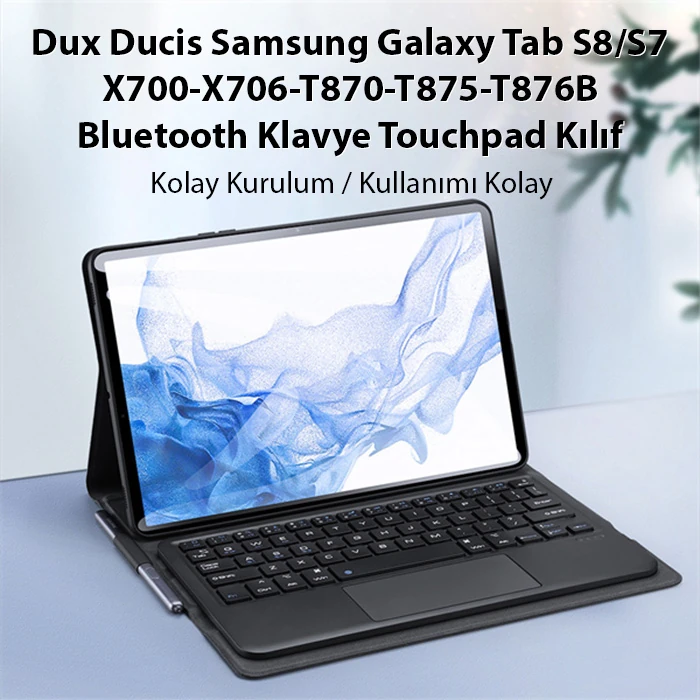 Dux Ducis SM Galaxy Tab S8/S7 Bluetooth Klavye Touchpad Kılıf X700-X706-T870-T875-T876B-(5775) 2 Dux Ducis SM Galaxy Tab S8/S7 Bluetooth Klavye Touchpad Kılıf X700-X706-T870-T875-T876B-(5775) - Görsel 2