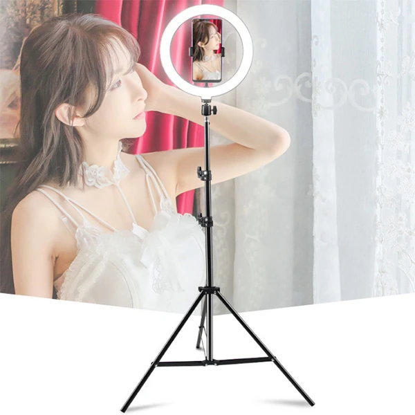 ALLY 10 İnch Halka Led Tripod(1.30M)Youtuber Video Selfie Stüdyo Makyaj Işığı 2 ALLY 10 İnch Halka Led Tripod(1.30M)Youtuber Video Selfie Stüdyo Makyaj Işığı - Görsel 2
