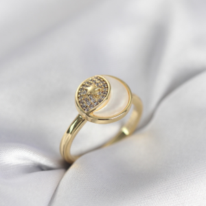 Ay Yıldız Model Gold Renk Zirkon Taşlı Kadın Yüzük 5886