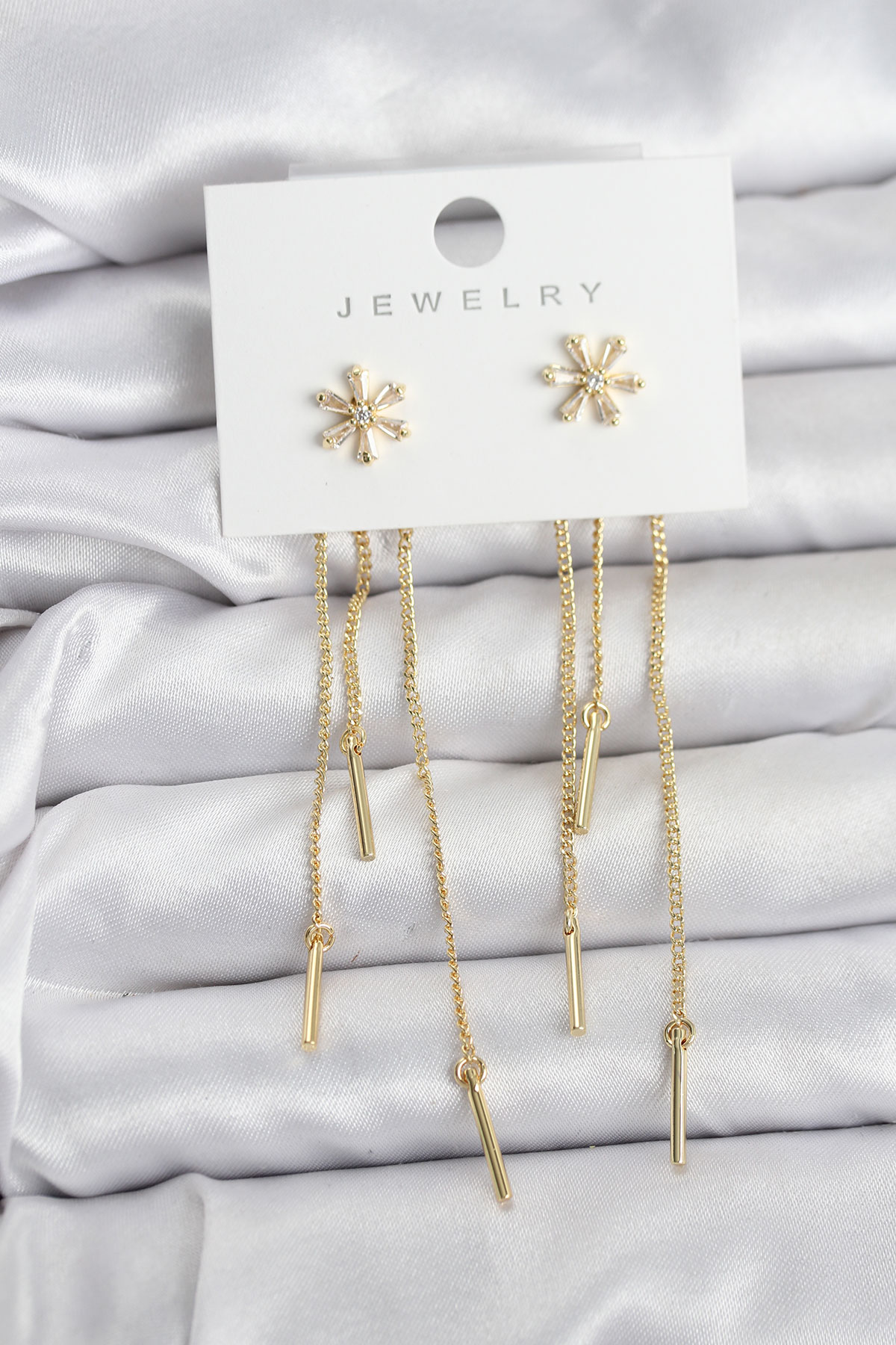 Çiçek Model Gold Pirinç Sallantılı Kadın Küpe 5886 1 Çiçek Model Gold Pirinç Sallantılı Kadın Küpe 5886