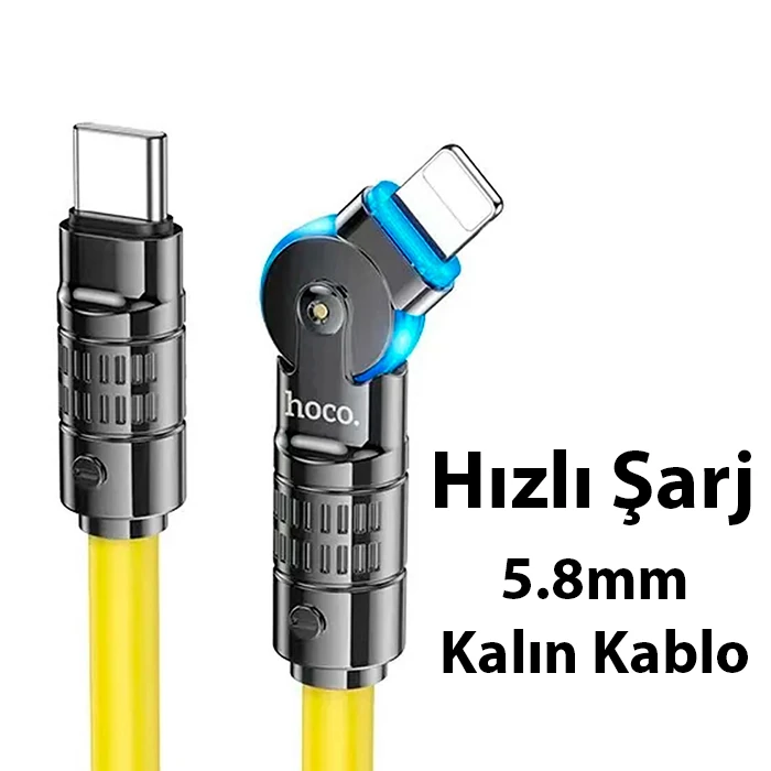 HOCO U118 Döner Başlıklı PD to iPhone Lightning Hızlı Şarj ve Veri Kablosu-(5775) 4 HOCO U118 Döner Başlıklı PD to iPhone Lightning Hızlı Şarj ve Veri Kablosu-(5775) - Görsel 4