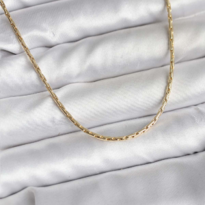 14K Gold Renk Kaplama İnce Zincir Model CM Kadın Kolye 5886