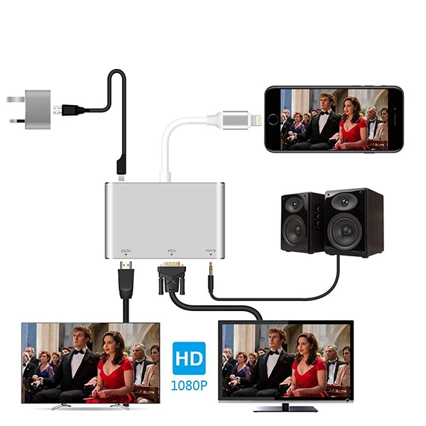 İPhone İPad P32 Hdmi Vga Av Audio Dönüştürücü Adaptör 4 İPhone İPad P32 Hdmi Vga Av Audio Dönüştürücü Adaptör - Görsel 4