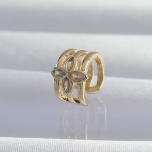 Haydiburaya 105 Pirinç Gold Renk Yonca Earcuff Küpe 5886
