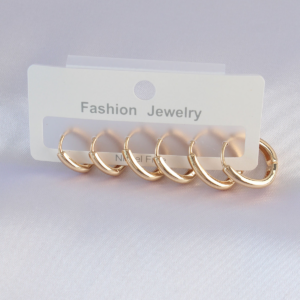 Pirinç Gold Renk Oval Küpe Seti 5886