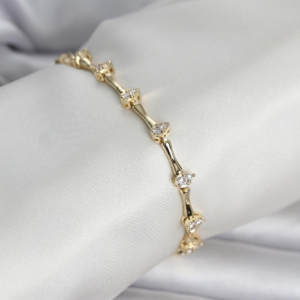 Pirinç Gold Renk Damla Model Zirkon Taşlı Kadın Bileklik 5886
