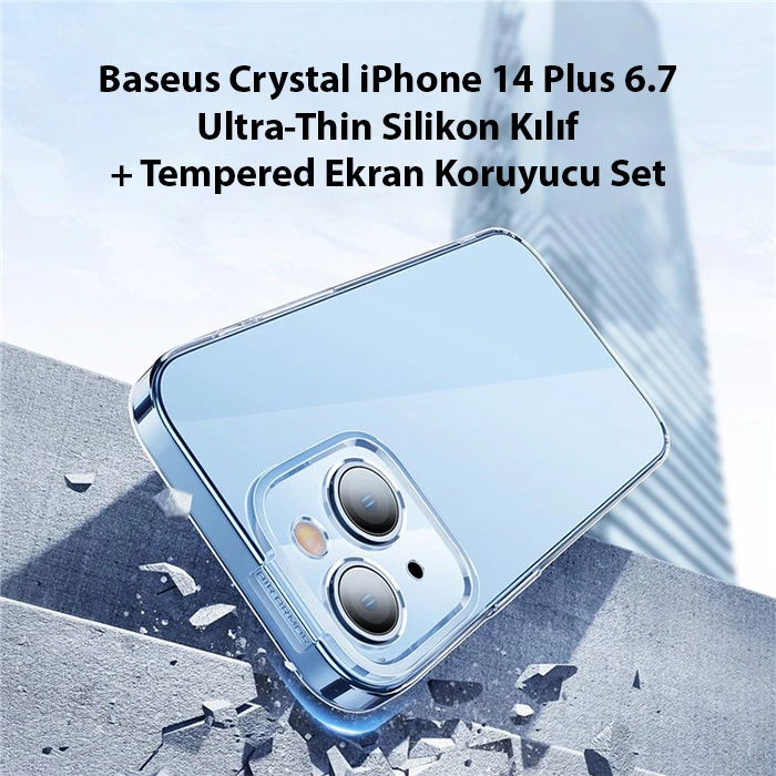 Baseus Crystal iPhone 14 Plus 6.7 Ultra-Thin Silikon Kılıf + Tempered Ekran Koruyucu Set 2 Baseus Crystal iPhone 14 Plus 6.7 Ultra-Thin Silikon Kılıf + Tempered Ekran Koruyucu Set - Görsel 2