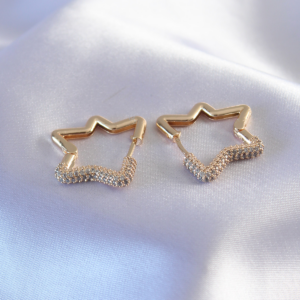 Gold Renk Zirkon Taşlı Yıldız Model Kadın Küpe 5886