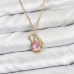 316L Çelik Zincir Gold Renk Pembe Kuğu Model Zirkon Taşlı Kadın Kolye 5886