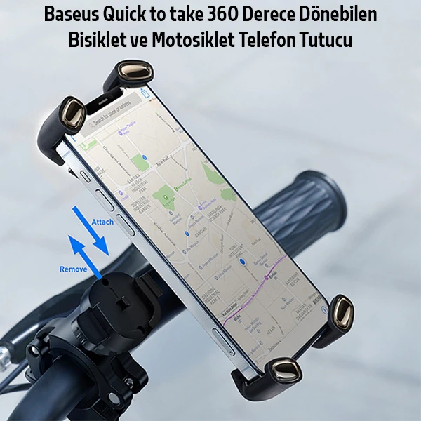 Baseus Quick to take 360 Derece Dönebilen Bisiklet ve Motosiklet Telefon Tutucu-(5775) 2 Baseus Quick to take 360 Derece Dönebilen Bisiklet ve Motosiklet Telefon Tutucu-(5775) - Görsel 2