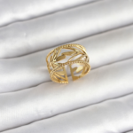 316L Çelik Gold Renk Başak Model Kadın Yüzük 5886