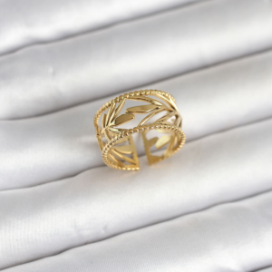 316L Çelik Gold Renk Başak Model Kadın Yüzük 5886