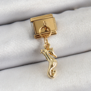 316L Çelik Sallantılı Deniz Atı Model Gold Renk Nomination Charm 5886