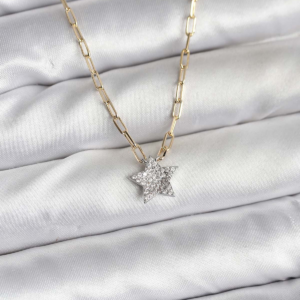 Pirinç Gold Renk Zincirli Zirkon Taşlı Minimal Yıldız Model Kadın Kolye 5886