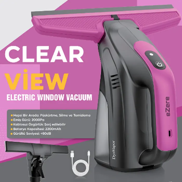 Ezere ClearView Şarjlı Cam Temizleyici Silme Makinesi Mikrofiber Başlıklı-(5775) 2 Ezere ClearView Şarjlı Cam Temizleyici Silme Makinesi Mikrofiber Başlıklı-(5775) - Görsel 2