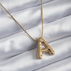 316L Çelik Gold Renk Bubble "A" Harf Model Kadın Kolye 5886
