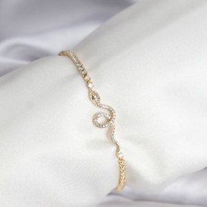 Haydiburaya 101 Yılan Model Zirkon Taşlı Gold Renk Pirinç Su Yolu Kadın Bileklik 5886