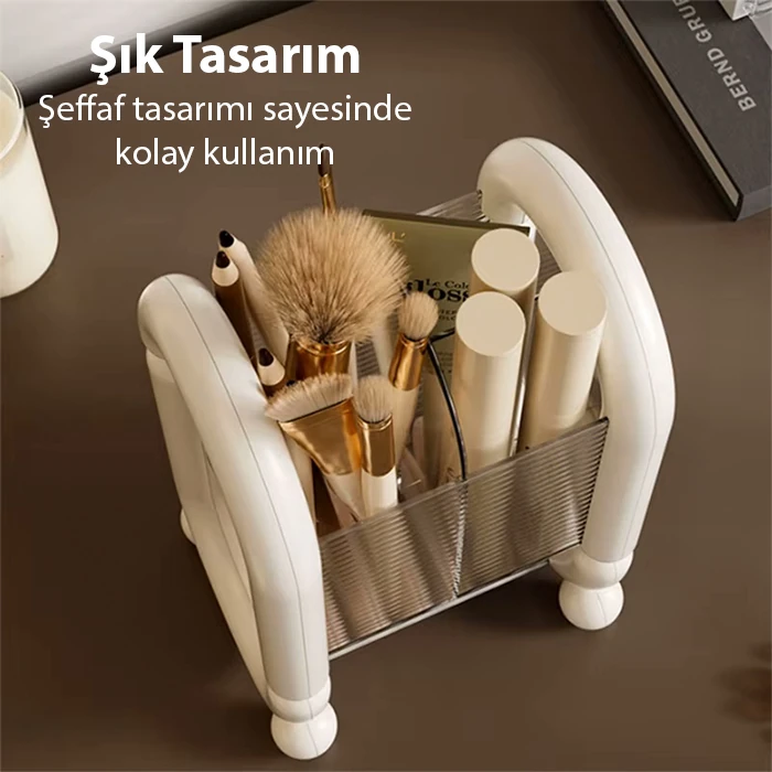 EZERE Şık Tasarım Kozmetik Eşya Makyaj Fırçası Düzenleme Kutusu Organizer 3 EZERE Şık Tasarım Kozmetik Eşya Makyaj Fırçası Düzenleme Kutusu Organizer - Görsel 3