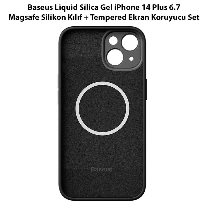 Baseus Liquid Silica Gel iPhone 14 Plus 6.7 Magsafe Silikon Kılıf + Tempered Ekran Koruyucu Set 3 Baseus Liquid Silica Gel iPhone 14 Plus 6.7 Magsafe Silikon Kılıf + Tempered Ekran Koruyucu Set - Görsel 3