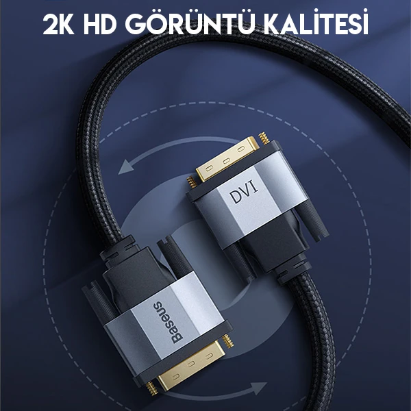 Baseus Enjoyment Series DVI TO DVI HDTV Projector Kablo 1 Metre 2 Baseus Enjoyment Series DVI TO DVI HDTV Projector Kablo 1 Metre - Görsel 2