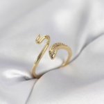 Gold Renk Yılan Model Zirkon Taşlı Kadın Yüzük 5886