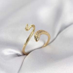 Gold Renk Yılan Model Zirkon Taşlı Kadın Yüzük 5886