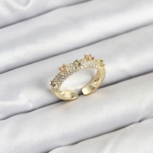 Pirinç Gold Renk Zirkon Taşlı Vintage Kadın Yüzük 5886