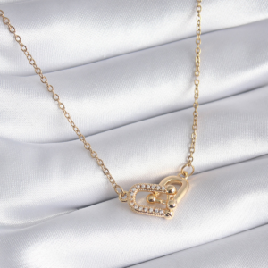 316L Çelik Gold Renk Zirkon Taşlı Model Kadın Kolye 5886