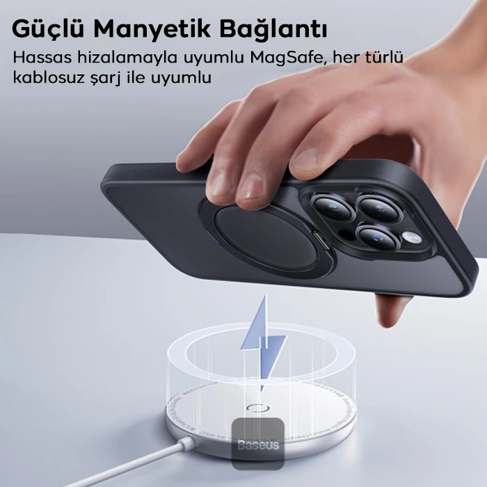 Baseus iPhone 15 Pro Max SkyRing Serisi Standlı Magsafe Manyetik Kılıf + Tempered Ekran Koruyucu Set 4 Baseus iPhone 15 Pro Max SkyRing Serisi Standlı Magsafe Manyetik Kılıf + Tempered Ekran Koruyucu Set - Görsel 4