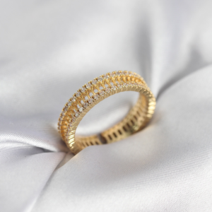 Gold Renk Minimal Zirkon Taşlı Kadın Yüzük 5886